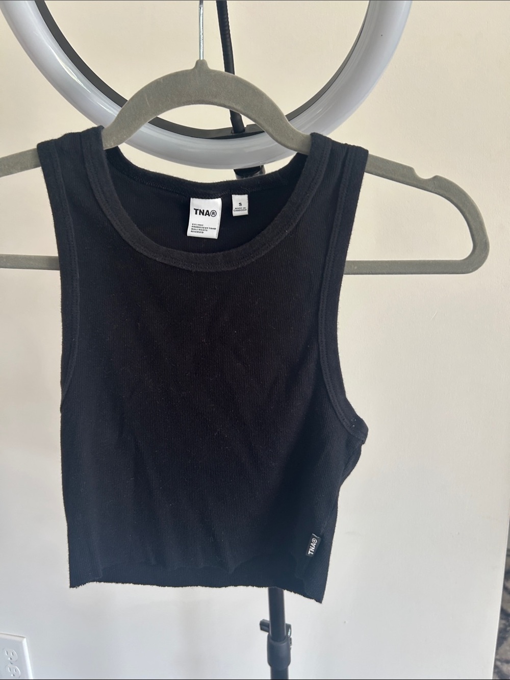 TNA Black Ribbed Cropped Tank